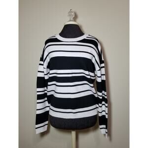 Catherine Malandrino NWT Sweaters Cardigan Crew Neck Size Medium Black White